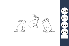 Three simple line art rabbits sitting in different poses min Product Image 1