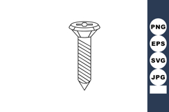 Screw with hexagonal head and threaded shaft vector line art Product Image 1