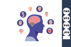 Human brain and neurological pain symptoms vector illustrati Product Image 1