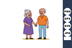 Elderly couple holding hands smiling happily together enjoyi Product Image 1