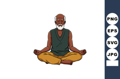 Elderly man meditating in lotus position with closed eyes an Product Image 1