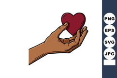 Hand holding red heart symbol of love care kindness and comp Product Image 1