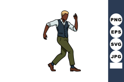 Man dancing in stylish vest and rolled-up sleeves casual out Product Image 1
