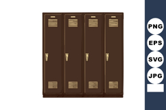 Brown school lockers with ventilation slots and handles in a Product Image 1