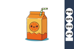 Cute orange juice carton with smiling face and green striped Product Image 1