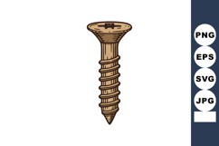 Wood screw vector illustration with detailed threads and cro Product Image 1
