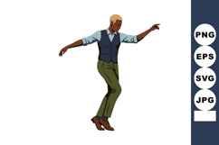 Man dancing stylishly in vest and trousers with confident po Product Image 1