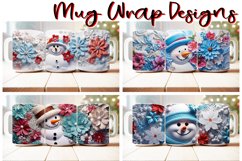 100 Christmas Mug Wrap Bundle, 3D Snowman Sublimation PNG Product Image 8