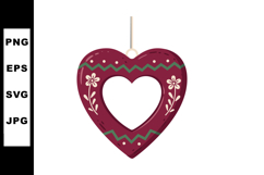 Heart shaped maroon hanging decoration with floral patterns Product Image 1
