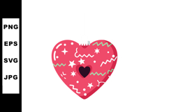 Decorative red heart with stars and zigzag patterns vector i Product Image 1