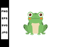 Cute green frog with big eyes and rosy cheeks sitting illust Product Image 1