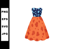 Colorful strapless dress with blue top and orange skirt fash Product Image 1