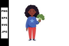 Girl holding fresh broccoli vegetable in casual clothing vec Product Image 1
