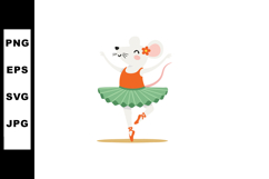 Mouse ballerina wearing green tutu and orange leotard dancin Product Image 1