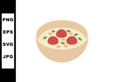 Meatball soup with herbs and croutons in beige bowl vector i Product Image 1