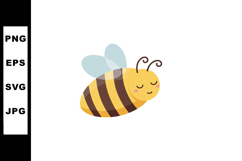 Cute sleeping bee cartoon with yellow and brown stripes vect Product Image 1