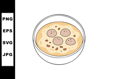 Bowl of creamy soup with meatballs and spices vector illustr Product Image 1