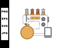 Sewing machine with embroidery hoop and smartphone digital c Product Image 1