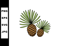 Pine cones with green pine needles natural botanical vector Product Image 1