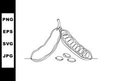 Pea pod with seeds line art drawing minimal style vector ill Product Image 1