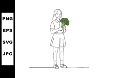 Girl holding broccoli fresh vegetable healthy lifestyle simp Product Image 1