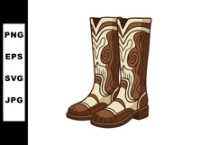 Cowboy boots with brown and cream decorative patterns vector Product Image 1