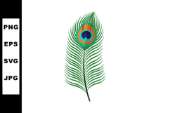 Peacock feather illustration with vibrant green blue and ora Product Image 1