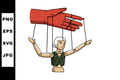 Puppet marionette controlled by red hand strings illustratio Product Image 1