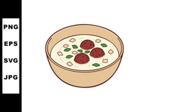 Meatball soup bowl vector illustration with green garnish an Product Image 1