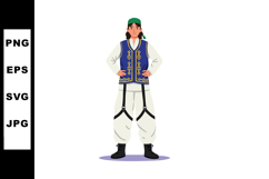 Young person in traditional costume with embroidered vest an Product Image 1
