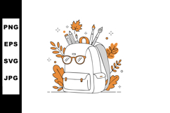 Backpack with autumn leaves art supplies glasses school and Product Image 1