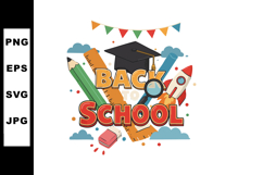 Back to School Education Supplies Graduation Cap Rocket and Product Image 1