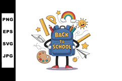 Back to School Blue Backpack with Stationery and Educational Product Image 1