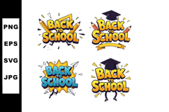 Back to school colorful education text with pencil and gradu Product Image 1