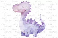 Watercolor Dinosaur Sublimation PNG - Cute Baby Dino Clipart Product Image 4