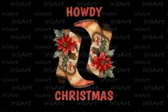 Howdy Christmas PNG, Cowgirl Floral Boots Sublimation Design Product Image 5
