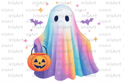 Cute Ghost with Pumpkin PNG - Trendy Halloween Sublimation Product Image 4
