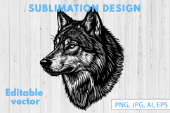 Wolf Head Linocut Sublimation Design Product Image 1