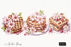 Watercolor Pink Floral Waffle | Wedding PNG Product Image 1