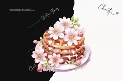 Watercolor Pink Floral Waffle | Wedding PNG Product Image 2