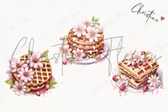 Watercolor Pink Floral Waffle | Wedding PNG Product Image 3