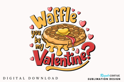 Waffle You Be My Valentine Sublimation PNG Design Product Image 3