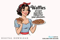 Retro Housewife PNG, Waffles Are Just Pancakes Ribbed PNG Product Image 1