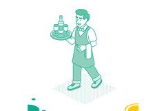 Smiling waiter. Isometric outline concept. Product Image 1
