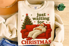 Just Waiting For Christmas PNG, Holiday PNG, Santa Claus PNG Product Image 4