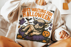 Just Waiting For Halloween PNG, Summer Halloween PNG, Cow Product Image 1