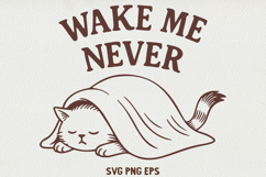 Sarcastic Cat Illustration Funny Lazy Line Art Kitty SVG PNG Product Image 1