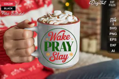 Wake Pray Slay SVG | Christmas Round Sign SVG | Xmas SVG Product Image 5