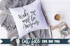 Motivational quote svg shown on a white throw pillow