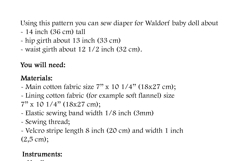 Diaper for 14-15 inch (36-38 cm) Waldorf baby doll, including printable PDF sewing pattern and step-by-step tutorial for creating handmade doll clothes and accessories, perfect for DIY projects.